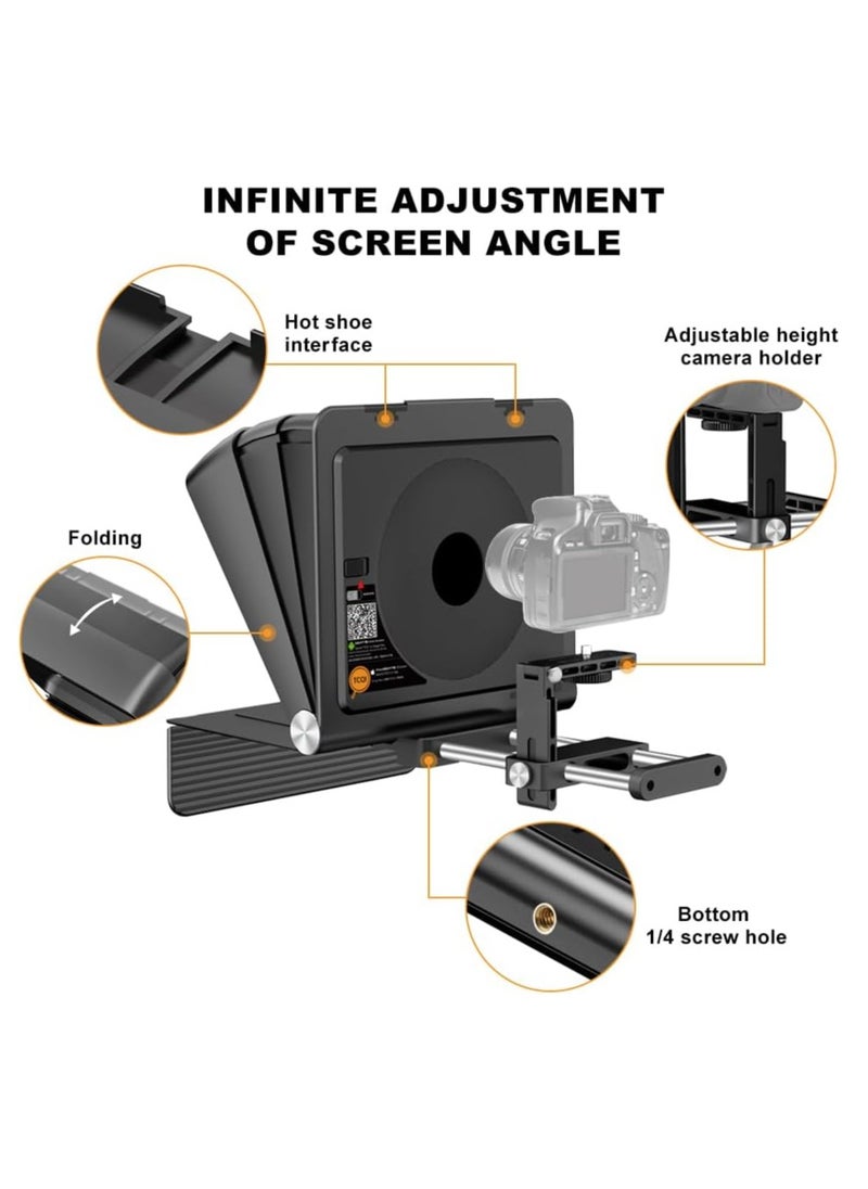 لينسجو - LENSGO Teleprompter for Camera DSLR/SLR,7.9’’Mini Prompter APP Compatible with iOS/Android for YouTube/Online Teaching/Interview/Live Streaming,Support 24-35MM Wide-Angle Lens Shooting - Image 1