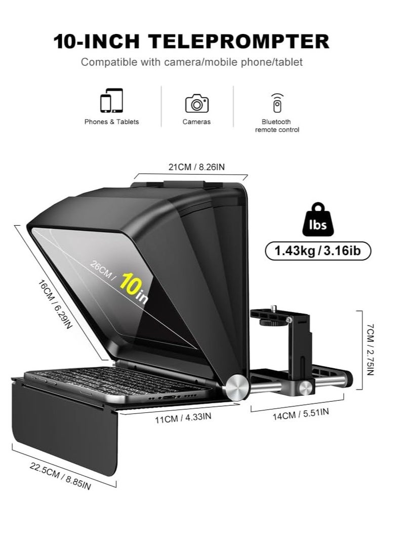 لينسجو - LENSGO Teleprompter for Camera DSLR/SLR,7.9’’Mini Prompter APP Compatible with iOS/Android for YouTube/Online Teaching/Interview/Live Streaming,Support 24-35MM Wide-Angle Lens Shooting - Image 1