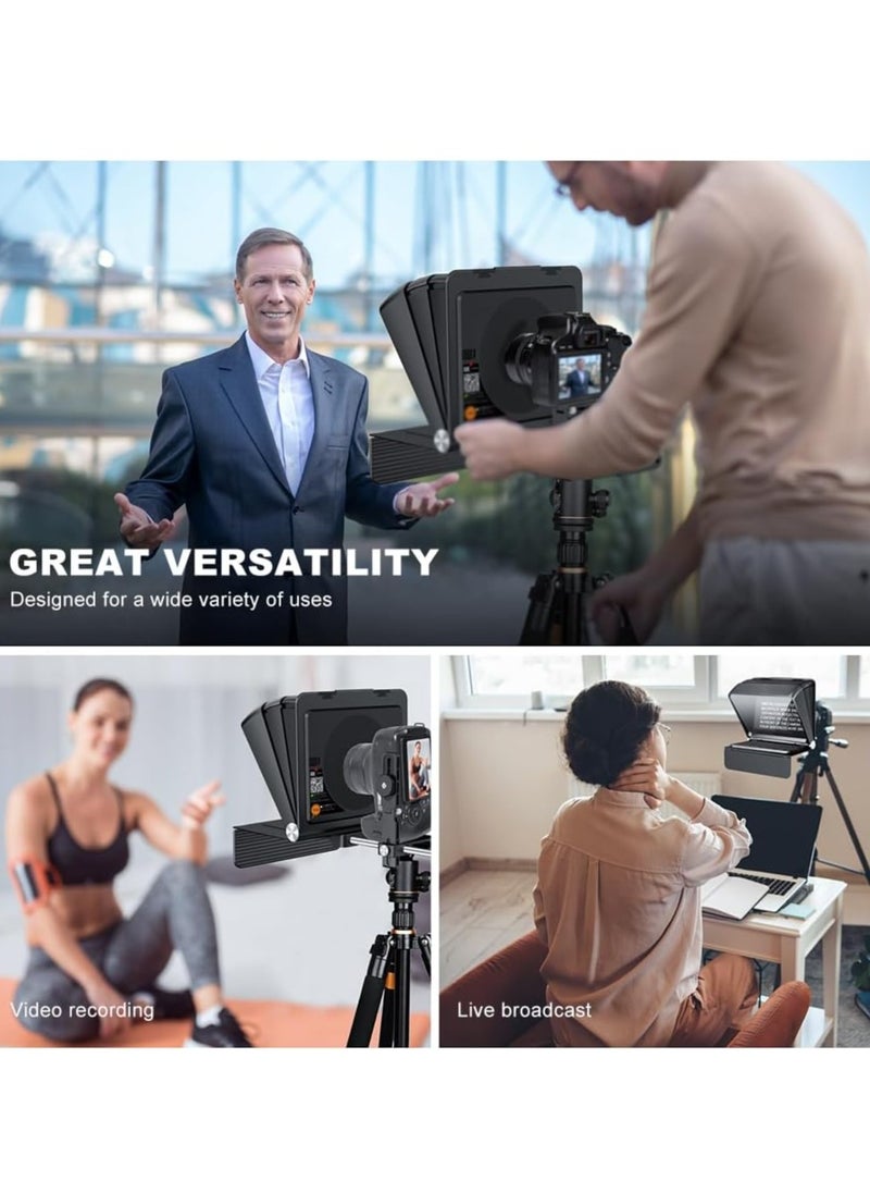 لينسجو - LENSGO Teleprompter for Camera DSLR/SLR,7.9’’Mini Prompter APP Compatible with iOS/Android for YouTube/Online Teaching/Interview/Live Streaming,Support 24-35MM Wide-Angle Lens Shooting - Image 1