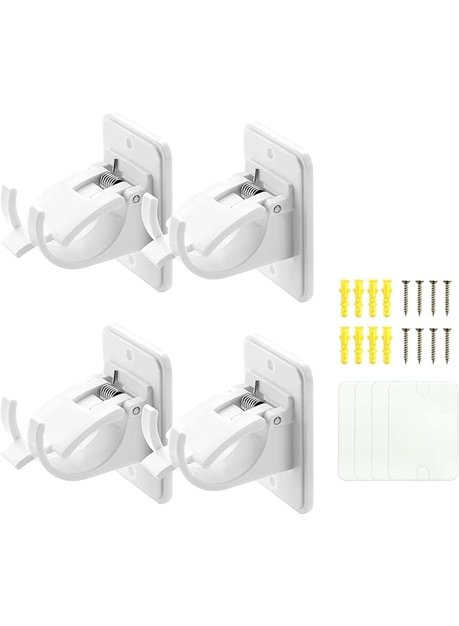 PROMASS promass 4 Pcs Curtain Rod Bracket Holder, Universal Self Adhesive Crossbar Hook, No Drill Rods Hanger Wall Mount Hooks Drapery Pole, Fixing Holders for Bathroom Kitchen Home Use  - Image 1
