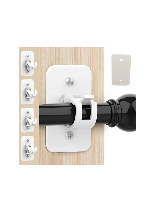 PROMASS promass 4 Pcs Curtain Rod Bracket Holder, Universal Self Adhesive Crossbar Hook, No Drill Rods Hanger Wall Mount Hooks Drapery Pole, Fixing Holders for Bathroom Kitchen Home Use  - Image 4