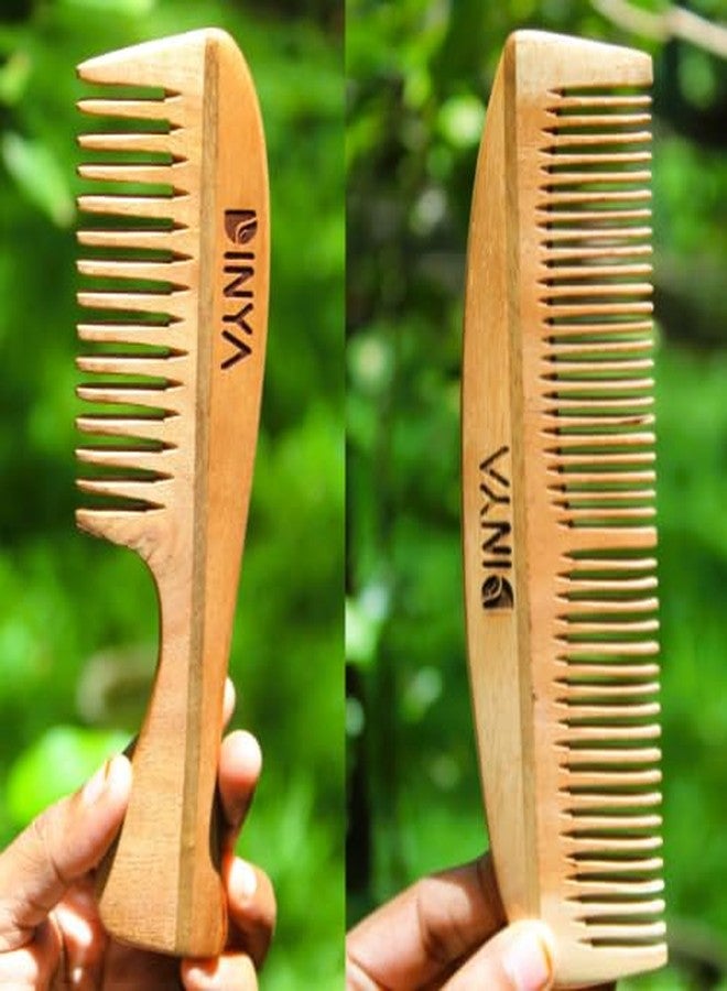 Dinya Moon and Wide Tooth Wooden Comb Set for Women's Hair Styling - Natural Wooden Comb Set of 2 | Wooden Comb for Hair Growth Women & Men - Image 1