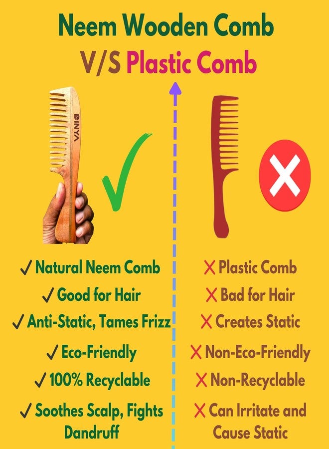 Dinya Moon and Wide Tooth Wooden Comb Set for Women's Hair Styling - Natural Wooden Comb Set of 2 | Wooden Comb for Hair Growth Women & Men - Image 3