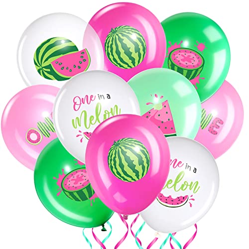 Zomiboo 36 Pcs Watermelon Party Balloons One Melon Birthday Party Watermelon Theme Decoration Summer Watermelon Theme Balloon Set 1st Birthday Decor for Party Supplies 12 Inches - Image 1