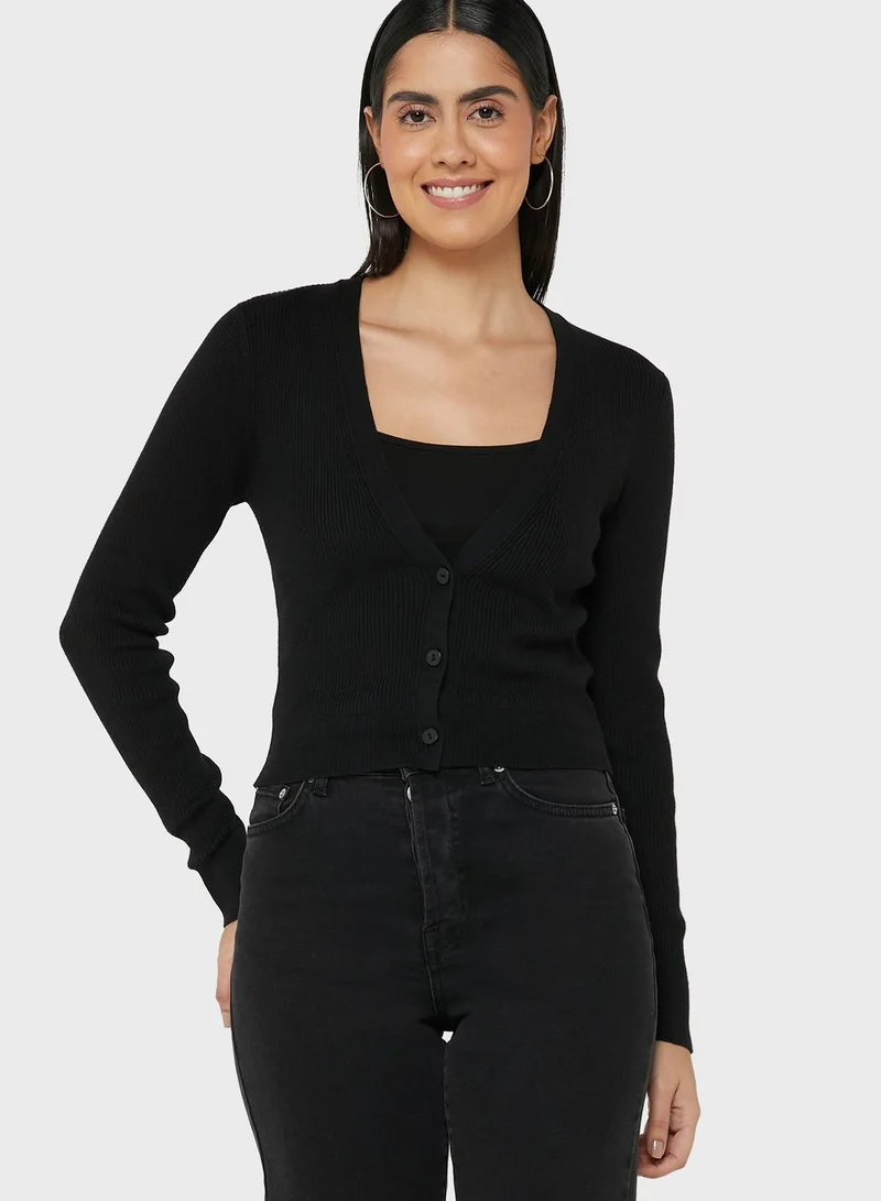 CALVIN KLEIN Ribbed Button Detail Cardigan
