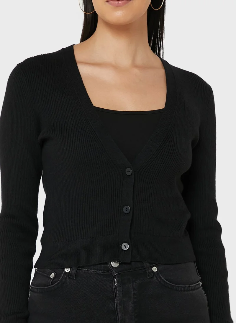 CALVIN KLEIN Ribbed Button Detail Cardigan