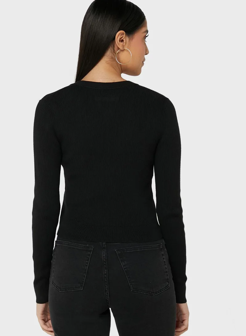 CALVIN KLEIN Ribbed Button Detail Cardigan