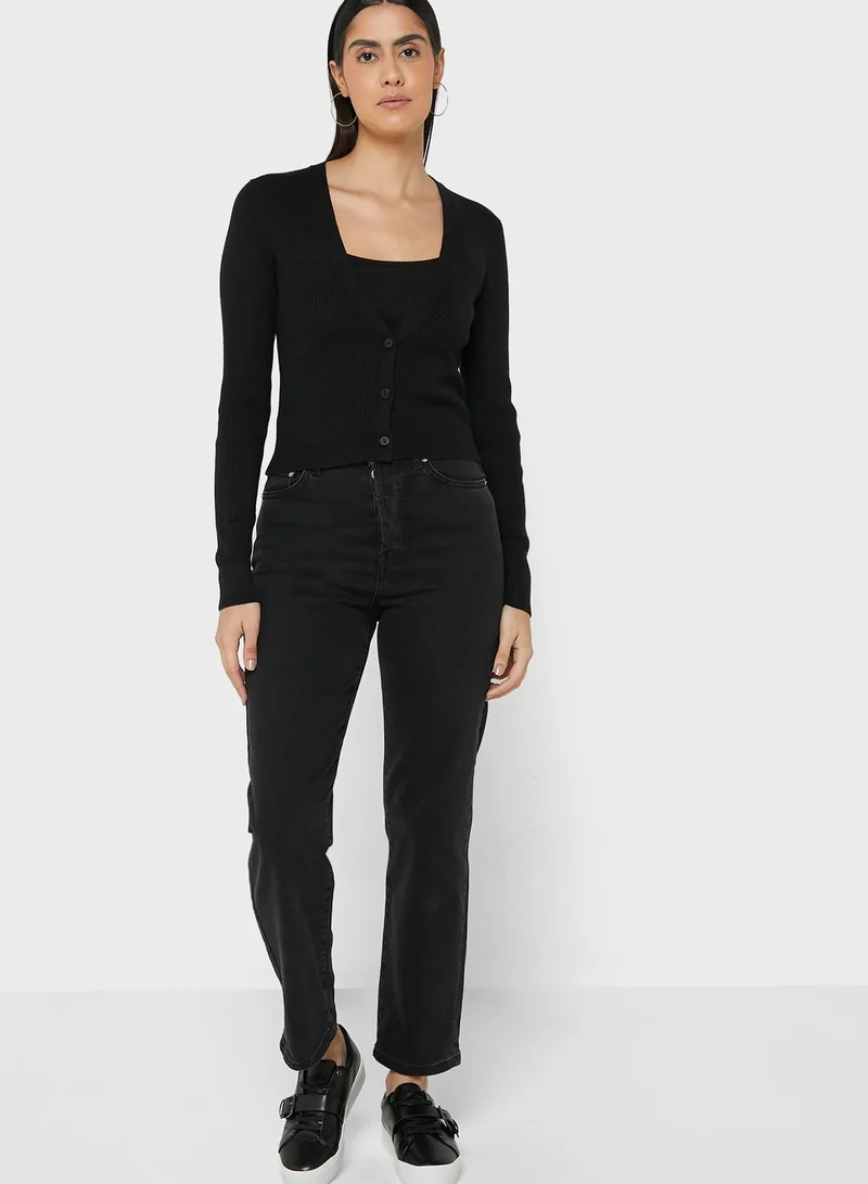 CALVIN KLEIN Ribbed Button Detail Cardigan
