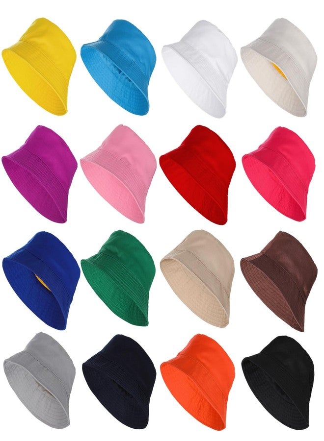 Lnrueg 16 Pcs Bucket Hats Bulk - Fisherman Sun Hats for Men and Women, Unisex Solid Color Bucket Caps, One Size Fits All, Outdoor Fishing Hats for Sports, Travel, Leisure Activities - Image 1