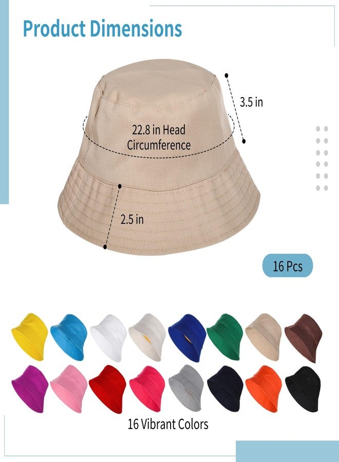 Lnrueg 16 Pcs Bucket Hats Bulk - Fisherman Sun Hats for Men and Women, Unisex Solid Color Bucket Caps, One Size Fits All, Outdoor Fishing Hats for Sports, Travel, Leisure Activities - Image 5