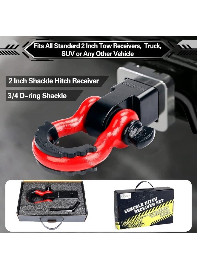 AUTOBOTS Shackle Hitch Receiver 2", 45,000 Lbs Break Strength Heavy Duty Receiver with 5/8" Screw Pin, 3/4" D Ring Shackles, Towing Accessories for Vehicle Recovery Off-Road, Red&Black - Image 5
