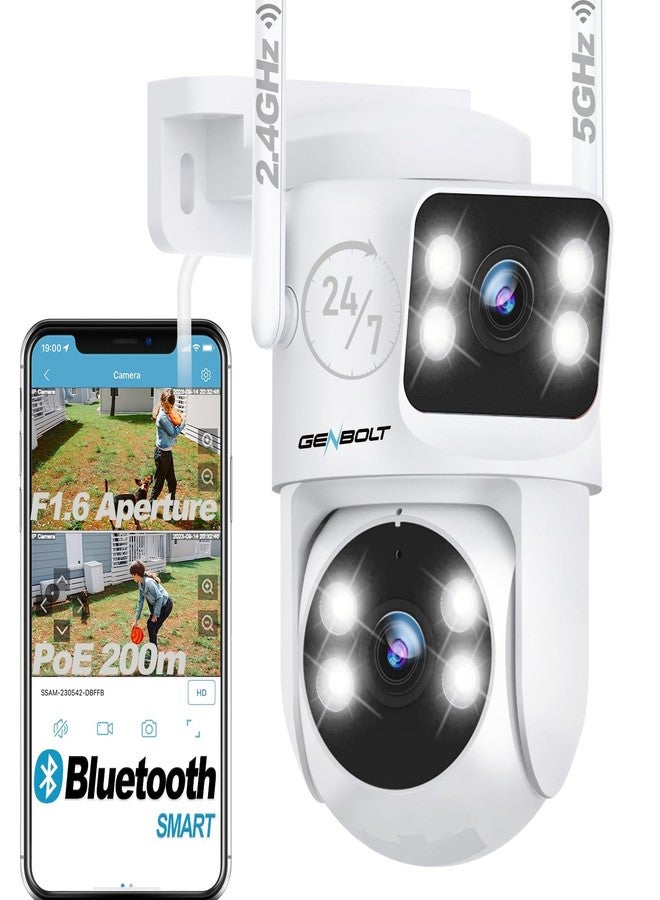GENBOLT Outdoor WiFi Security Camera 2.4/5GHz with Dual Lens, CCTV Home Surveillance Camera, PTZ IP Camera with Color Night, Automatic Tracking Humanoid Detection - Image 1