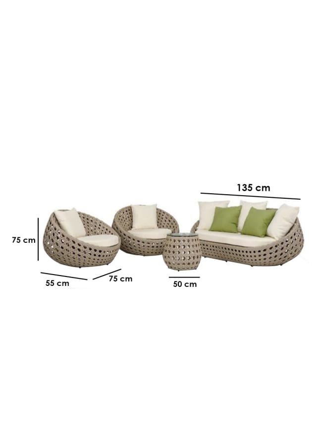 Sampa Rattan Outdoor Set - 4 pieces - Beige - Image 2