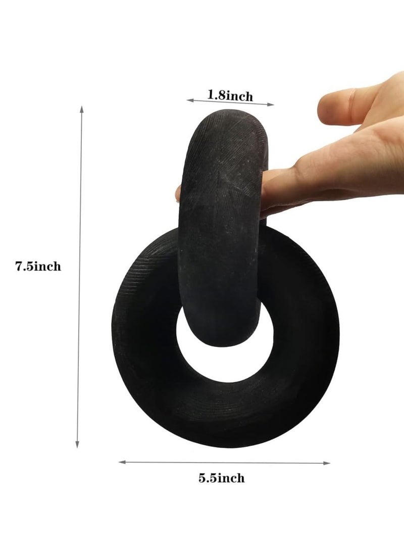 FFD Hand Carved Wooden Chain Link Decor - 2-Link Round Coffee Table Wood Knot - Boho Farmhouse Home Decorations for Living Room, Bedroom, Shelf, Dining Table - Image 2