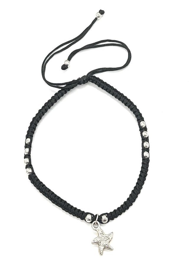 Jyokrish Handmade Adjustable Black Thread Hnaging Smile Star-Fish Anklet For Women | girls | Nazariya |Payal | Adult |Free Size | Pair of 1 - Image 4