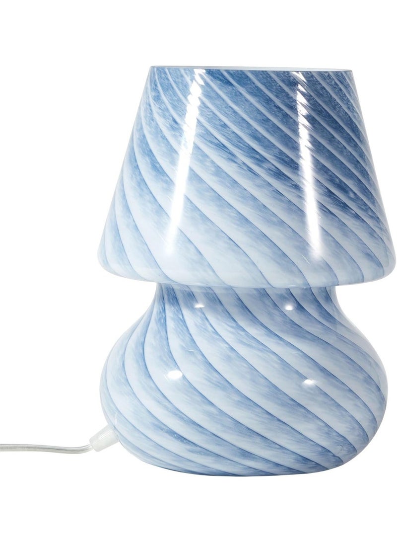 HXD Zoomlion 2 Pack Blue Stripe Glass Mushroom Table Lamps, 10" H x 7.5" W, Plug-In Decorative Bedside Night Lamps – Modern Lighting for Bedroom, Living Room, Office & Home Décor - Image 1