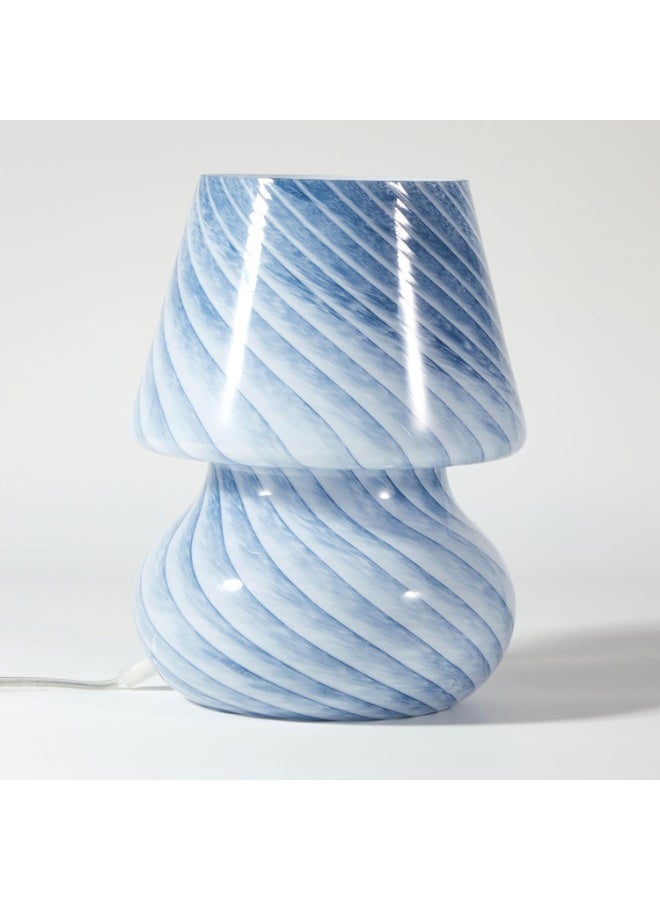 HXD Zoomlion 2 Pack Blue Stripe Glass Mushroom Table Lamps, 10" H x 7.5" W, Plug-In Decorative Bedside Night Lamps – Modern Lighting for Bedroom, Living Room, Office & Home Décor - Image 3