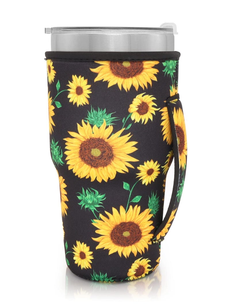 AJLTPA Reusable Iced Coffee Cup Sleeve Neoprene Insulated Sleeves Cup Cover Holder Idea for 30oz  32oz Tumbler Cup Only Cup sleeves Sunflower 