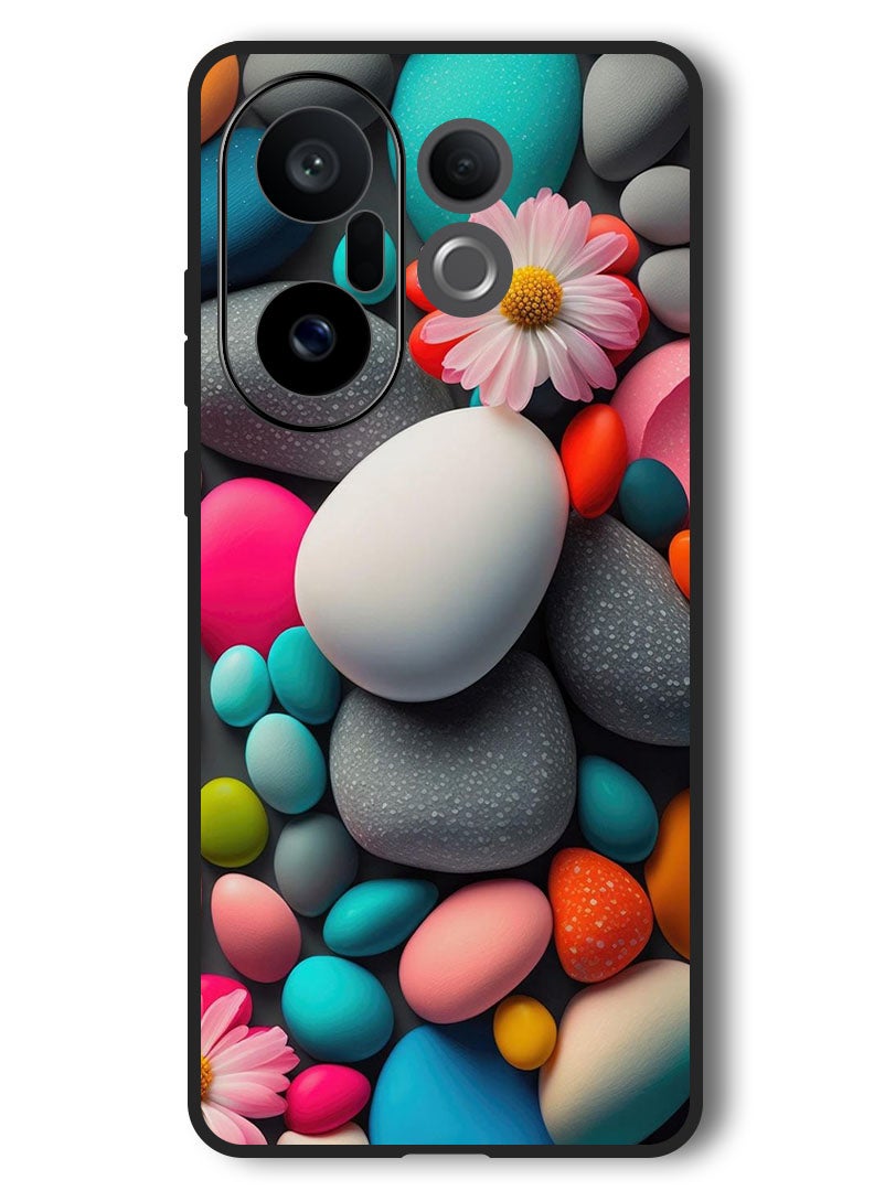 Theodor Case Compatible with Vivo X200 FE 6.31 Inch Protection Shockproof Bumper Cover Colourful Stones - Image 1