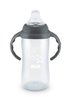 NUK NUK Learner Cup, 10 Ounce, Tritan Gray Star - BPA Free, Spill Proof Sippy Cup  - Image 1