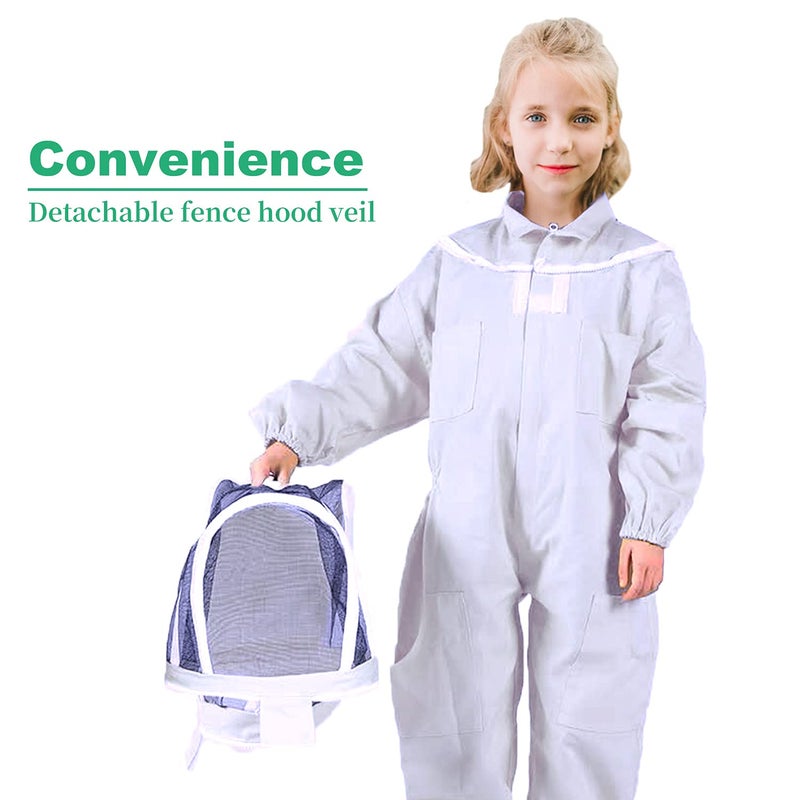 LONGADS Professional Bee Suit for Kid and Girl,Beekeeping Suit Beekeeper with Glove &Ventilated Hood, Multi-Size Bee Outfit for Bee Keeper (Kid-M for 3'4"-3'9") for Christmas - Image 4