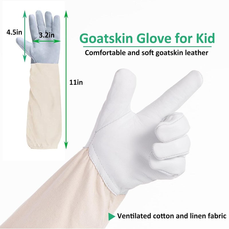 LONGADS Professional Bee Suit for Kid and Girl,Beekeeping Suit Beekeeper with Glove &Ventilated Hood, Multi-Size Bee Outfit for Bee Keeper (Kid-M for 3'4"-3'9") for Christmas - Image 3