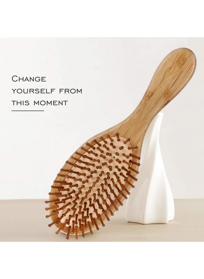 Vtrem Bamboo Hairbrush With Bristles Large Oval Natural Bamboo Paddle Brush And Comb Scalp Massage Anti Static Hair Brush Prevent Loss For All Hair Types - Image 3