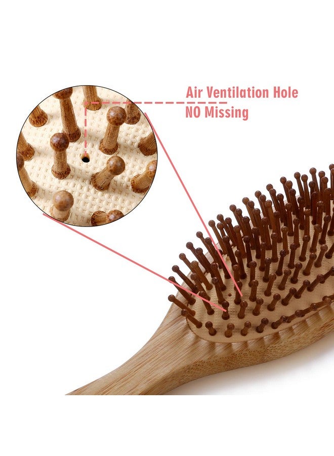 Vtrem Bamboo Hairbrush With Bristles Large Oval Natural Bamboo Paddle Brush And Comb Scalp Massage Anti Static Hair Brush Prevent Loss For All Hair Types - Image 4