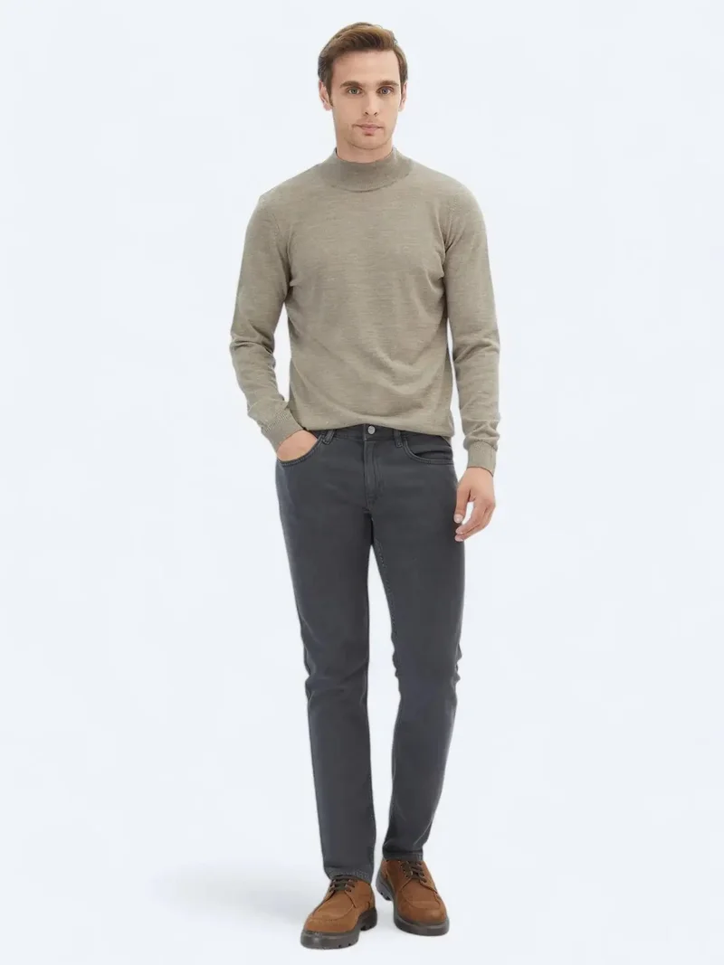 Kip Hard Coal Weaving Slim Fit Casual Cotton Blended Trousers