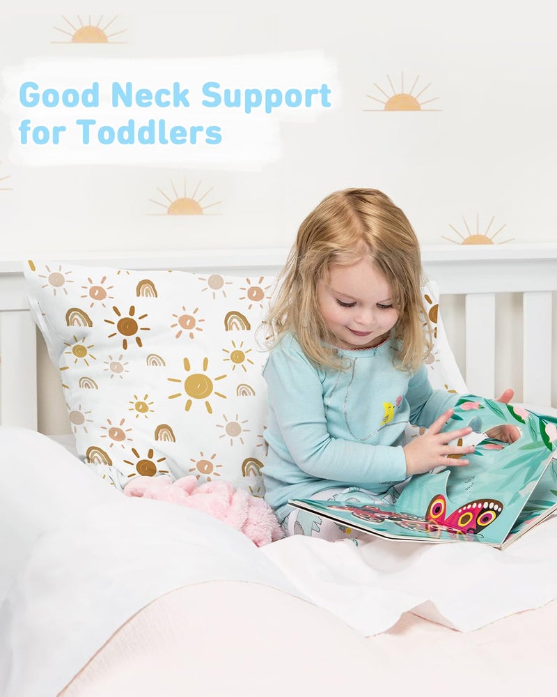 Babebay Toddler Pillow,13X18 Toddler Pillows for Sleeping, Machine Washable Kids Pillow with Pillowcase, Perfect for Travel, Toddlers Cot (Sunshine Rainbow) - Image 3