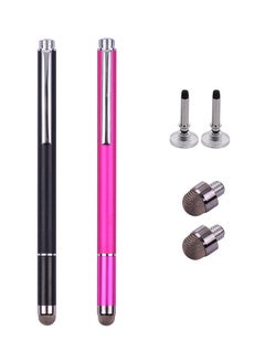 NIBEMINENT 2 In 1 Touchscreen Stylus Pens With Fiber Tip And Disc Black/Pink  - Image 1