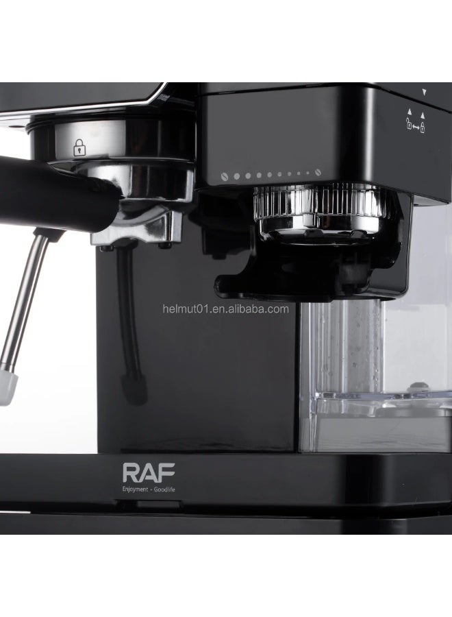 آر إيه أف ماكينة قهوة RAF بقوة 1450 واط - ماكينة إسبريسو مع مطحنة، وخافق حليب، وخزان سعة 900 مل، وخاصية التخمير المزدوج وسهولة الصيانة - Image 3