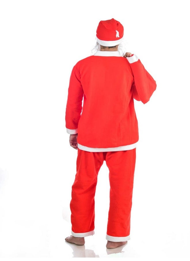 BookMyCostume BookMyCostume Fleece Adults Santa Claus Suit with Premium Beard Complete Set Christmas Adults Fancy Dress Costume - Premium Adult XL,Multicolor  - Image 3