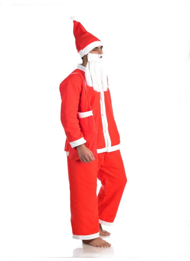 BookMyCostume BookMyCostume Fleece Adults Santa Claus Suit with Premium Beard Complete Set Christmas Adults Fancy Dress Costume - Premium Adult XL,Multicolor  - Image 2