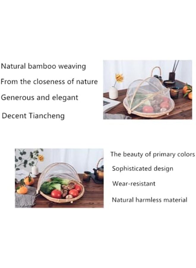 Xshelley round bamboo tent basket with lid, vegetables/fruits, bread, storage basket (11.8 inches in diameter) - Image 4