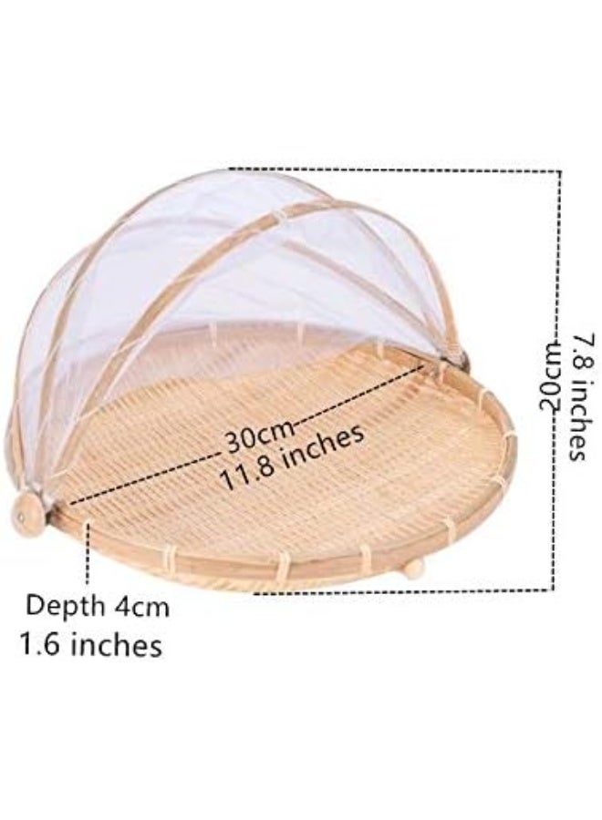 Xshelley round bamboo tent basket with lid, vegetables/fruits, bread, storage basket (11.8 inches in diameter) - Image 5