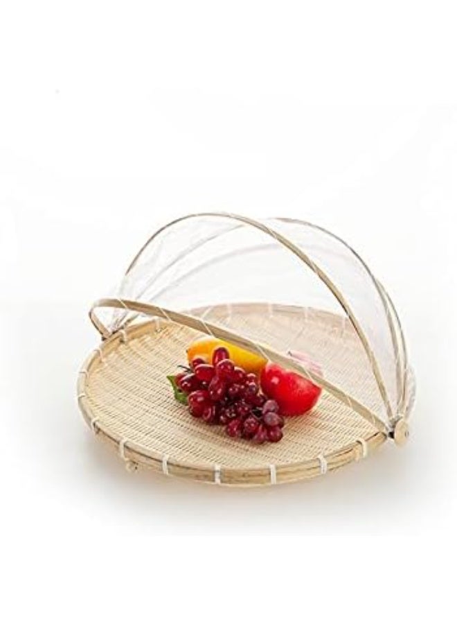 Xshelley round bamboo tent basket with lid, vegetables/fruits, bread, storage basket (11.8 inches in diameter) - Image 2