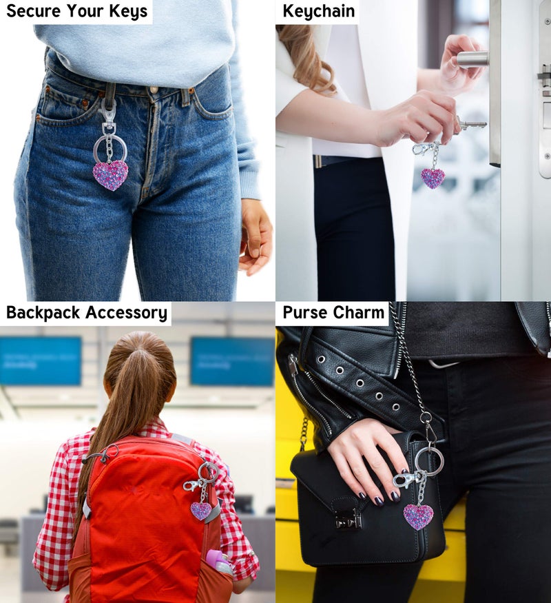 Puzzled Pink Heart Sparkling Charm Keychain - Image 3