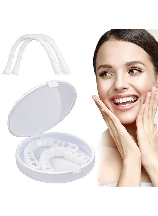 Crazylife Instant Veneers Dentures, Upper Lower Teeth Artificial Dentures Silicone Prosthetic Teeth Decoration, Cosmetic Veneers Teeth Temporary Fake Teeth Smile Teeth Veneers, for Men Women with Bad Teeth  - Image 1