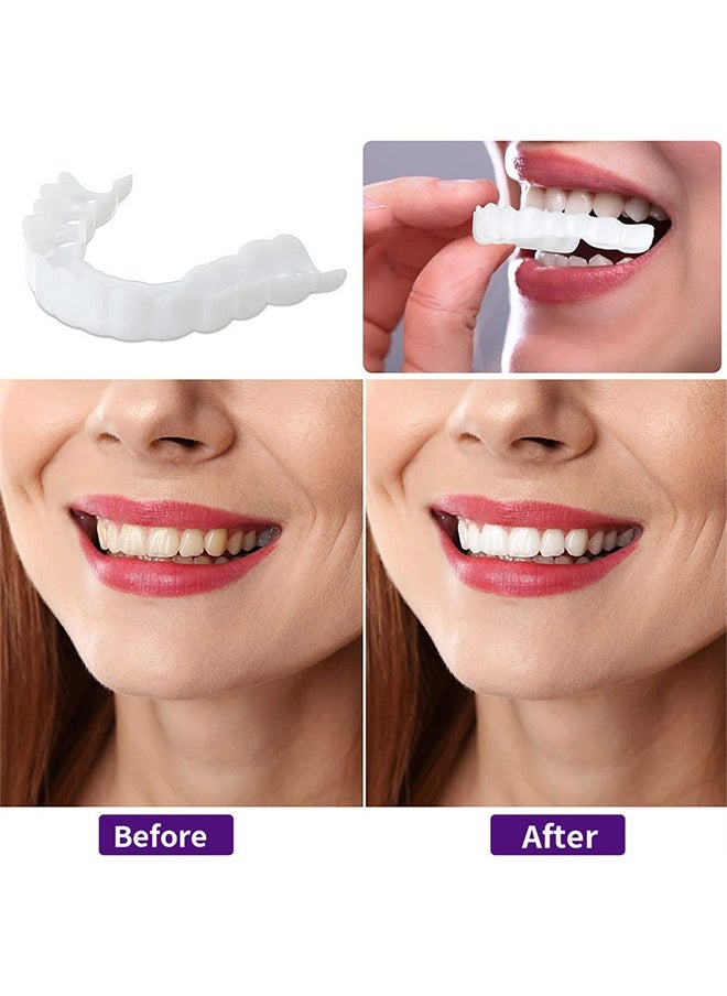 Crazylife Instant Veneers Dentures, Upper Lower Teeth Artificial Dentures Silicone Prosthetic Teeth Decoration, Cosmetic Veneers Teeth Temporary Fake Teeth Smile Teeth Veneers, for Men Women with Bad Teeth  - Image 5