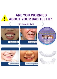 Crazylife Instant Veneers Dentures, Upper Lower Teeth Artificial Dentures Silicone Prosthetic Teeth Decoration, Cosmetic Veneers Teeth Temporary Fake Teeth Smile Teeth Veneers, for Men Women with Bad Teeth  - Image 4