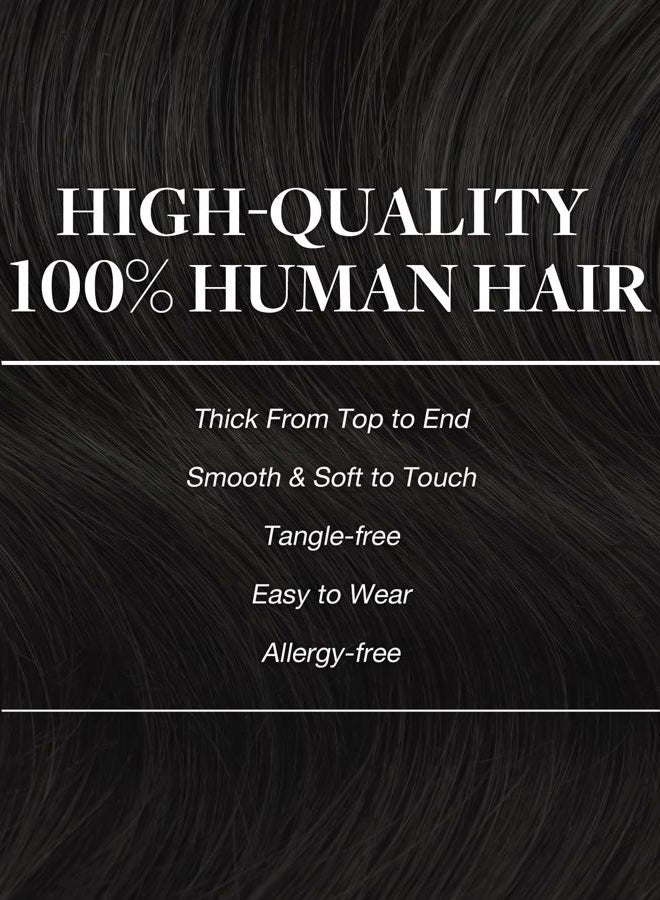 Goo-Goo Clip in Hair Extensions Real Human Hair, 18inch 120g 7Pcs, #1B Natural black, Remy Human Hair Extensions Clip ins for Women, Natural Human Hair - Image 4