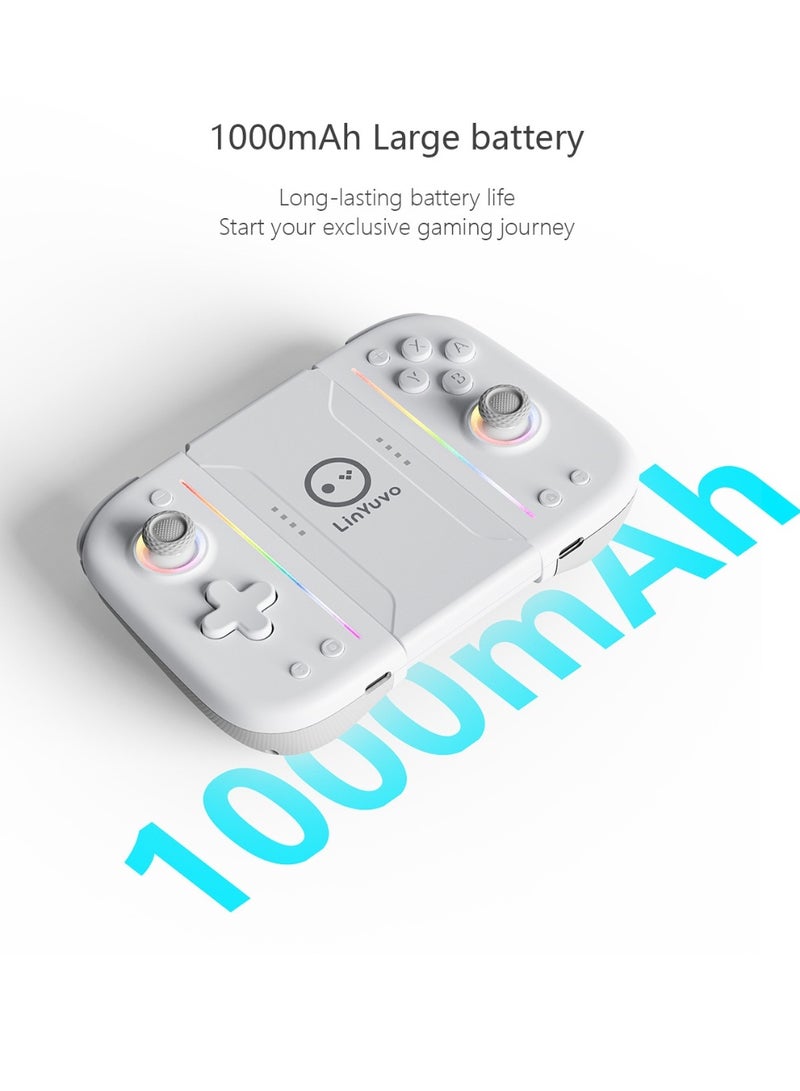 Classic Joycon LinYuvo KS52 Bluetooth Game Controller for Switch, Switch Lite, Switch OLED with Color RGB Light, Super Smart Joystick, 1000mAh Battery, Six-Axis Gyroscope, Turbo Function, Dual Vibration, Custom Back Key Macro Programming, ABXY Mechanical Buttons, Multi-Level Cross Key