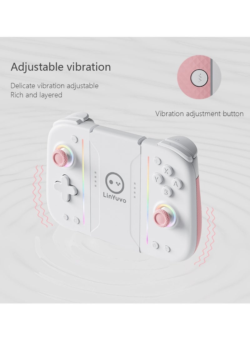 Classic Joycon LinYuvo KS52 Bluetooth Game Controller for Switch, Switch Lite, Switch OLED with Color RGB Light, Super Smart Joystick, 1000mAh Battery, Six-Axis Gyroscope, Turbo Function, Dual Vibration, Custom Back Key Macro Programming, ABXY Mechanical Buttons, Multi-Level Cross Key
