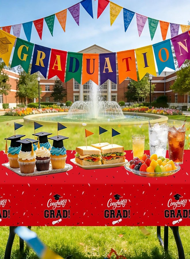Tbsone Graduation Tablecloth 2026, 3 Pack Disposable Plastic Table Covers 54" x 108", Congrats Grad Party Supplies for College & High School Graduation (Red) - Image 5