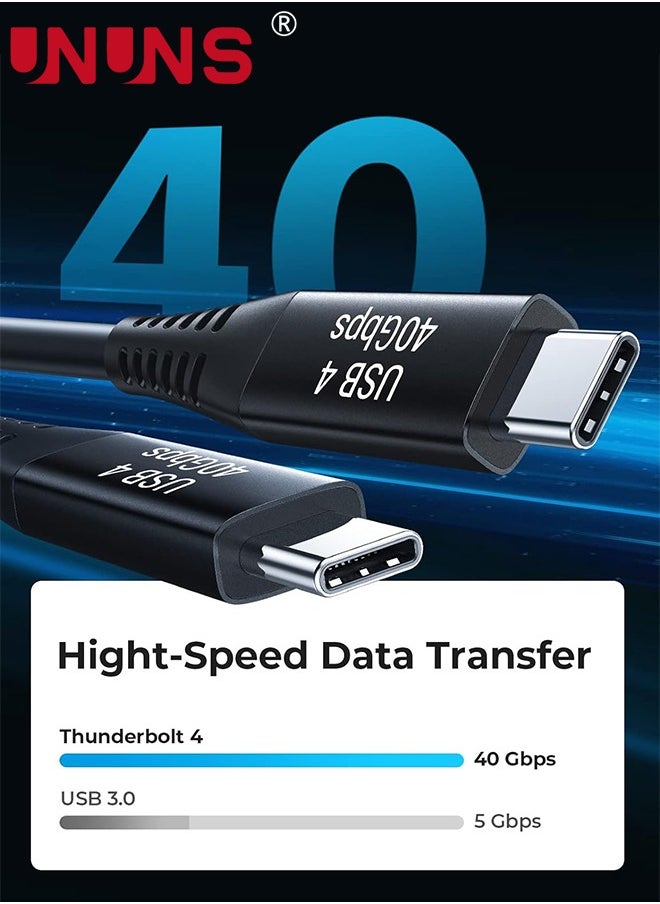 UNUNS Thunderbolt 4 Cable, UNUNS USB4.0 40Gbps 5ft Cable USB C Cable with 100W PD, 8K Display Compatible with Thunderbolt 3 Cable, Hub, SSD, MacBook Pro, iMac, iPad, Docking and More  - Image 2