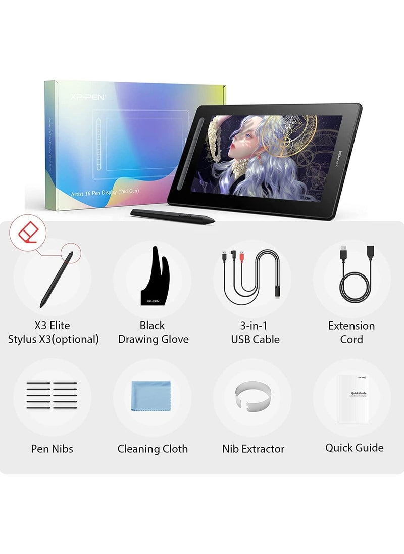 XP-PEN - Artist 16 (2nd Gen) – 15.4" Full-Laminated Drawing Tablet with X3 Smart Chip Stylus, 8192 Pressure Levels, 10 Shortcut Keys, 127% sRGB Color Gamut - Image 1