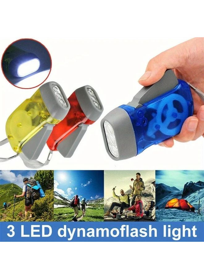 Blue Hand Crank LED Flashlight Portable Outdoor Camping Light Battery Powered - Image 2
