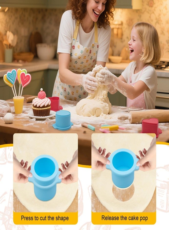 KCMOSGI 2Pcs Cake Pop Molds, Circle and Heart Cake Pop Cutter and Pusher, Baking Tools for Cake Shop Home Baking, Birthday Party - Image 4