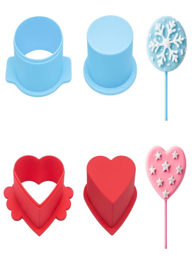 KCMOSGI 2Pcs Cake Pop Molds, Circle and Heart Cake Pop Cutter and Pusher, Baking Tools for Cake Shop Home Baking, Birthday Party - Image 1